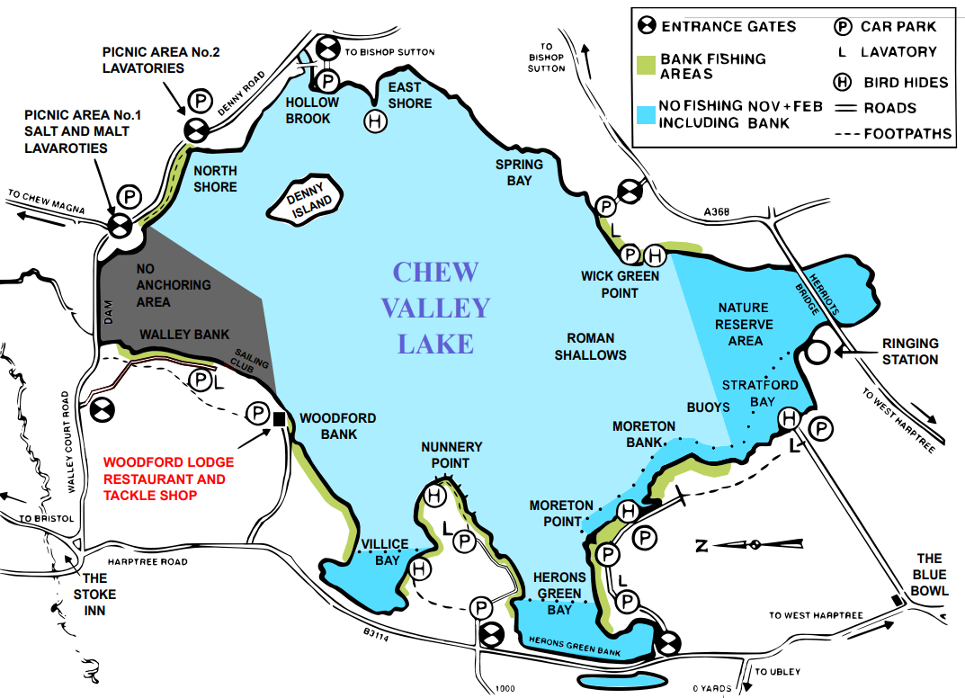 Chew Valley Lake Fishing Map