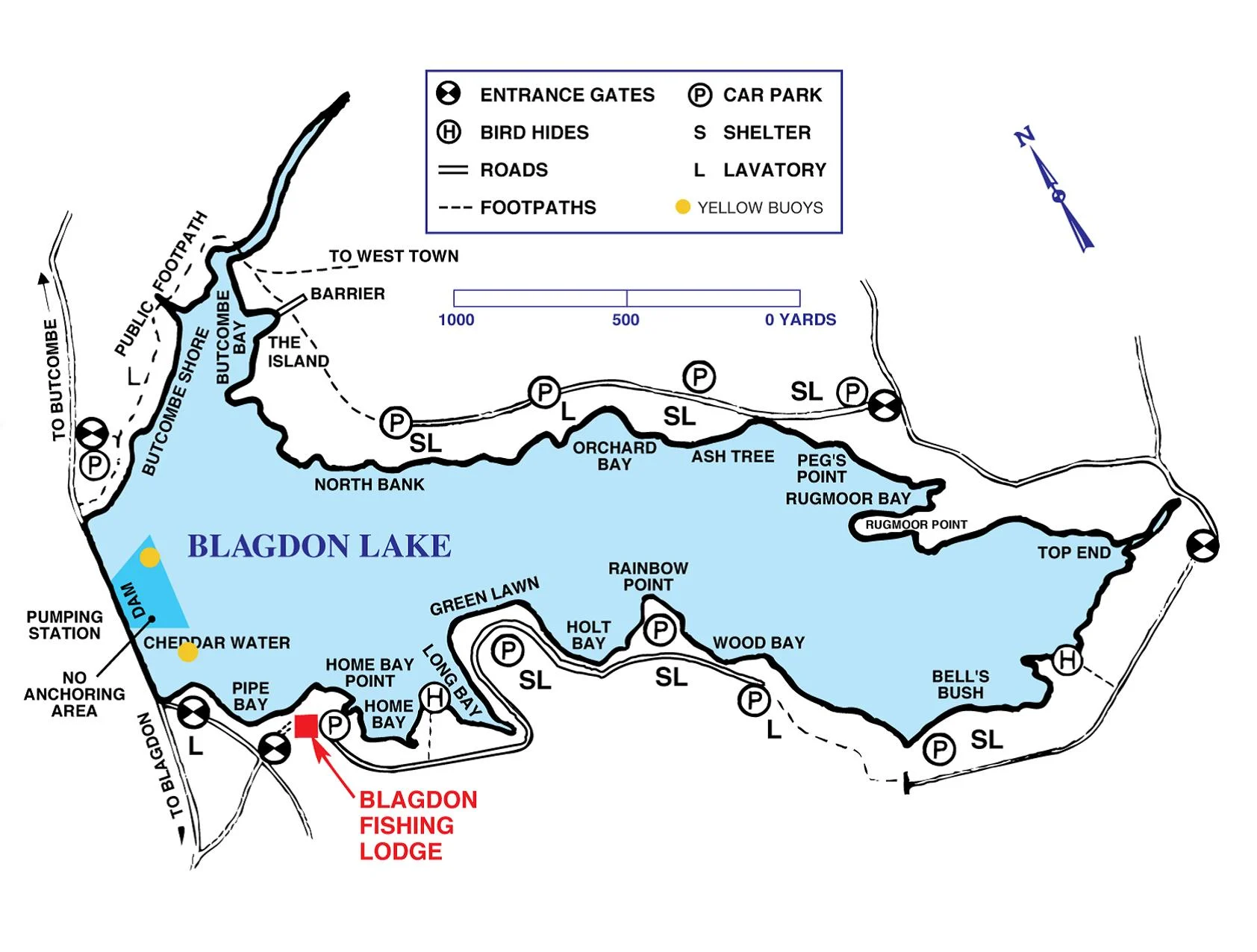 Blagdon Lake Fishing Map